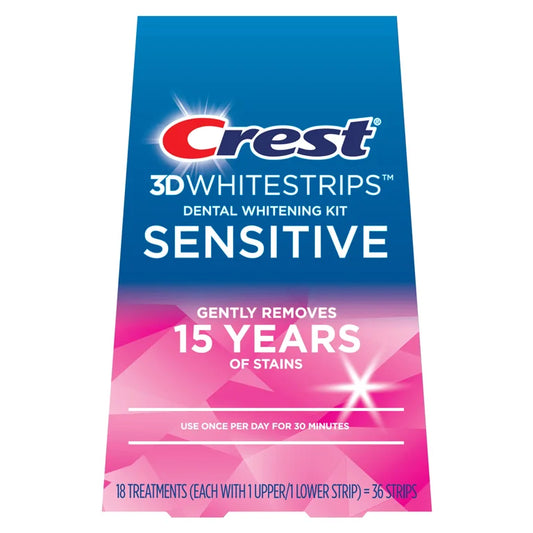 Crest 3D Whitestrips Sensitive At-Home Teeth Whitening Kit, 17 Treatments - 34 strips