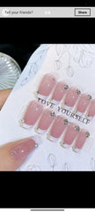 Shein Nails 24pcs Long French Style Full Cover Fake Nail Kit