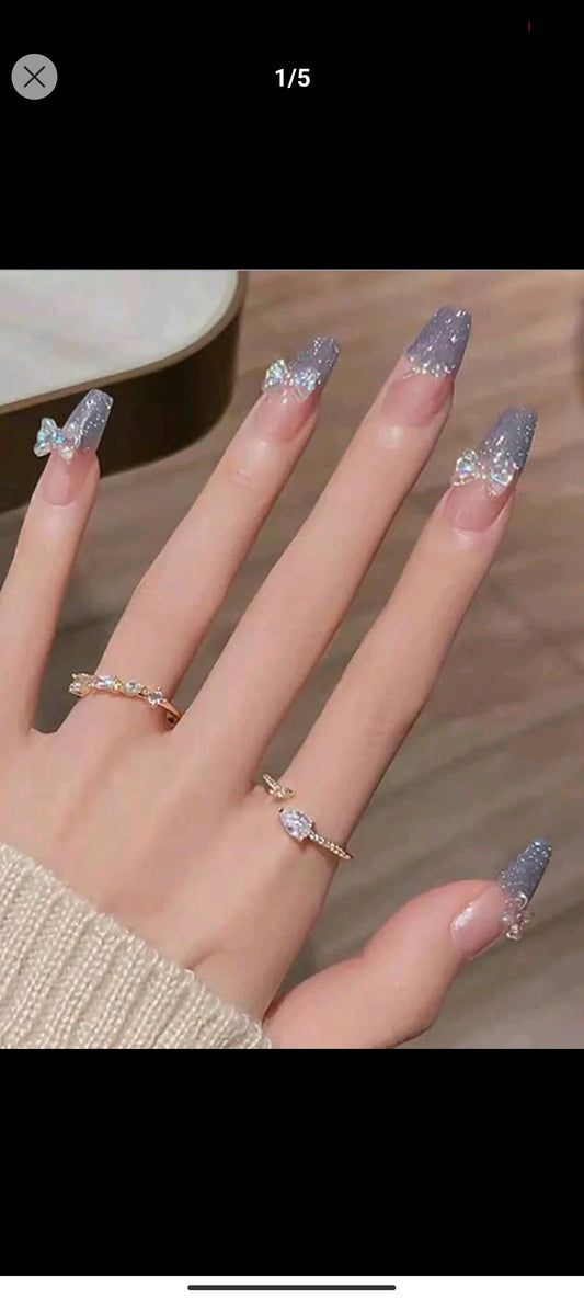 Shein 24pcs long 3D Bow Nails