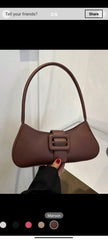 Shein - Minimalist Baguette Bag Medium Buckle Decor Elegant (BROWN)