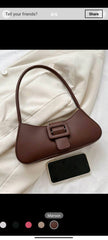 Shein - Minimalist Baguette Bag Medium Buckle Decor Elegant (BROWN)