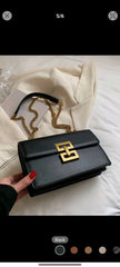 Shein Metal Decor Square Bag Solid Color Flap Chain Strap