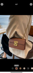Shein Metal Decor Square Bag Solid Color Flap Chain Strap