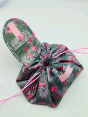 shein Flamingo Patterned Drawstring Makeup Bag For Travel Storage