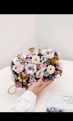 Shein - Floral Decor Clip Top Box Clutch Bag