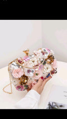 Shein - Floral Decor Clip Top Box Clutch Bag