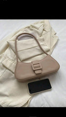 Shein - Minimalist Baguette Bag Medium Buckle Decor Elegant (KHAKEE)