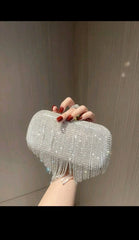 Shein - Mini Evening Bag Rhinestone & Fringe Decor