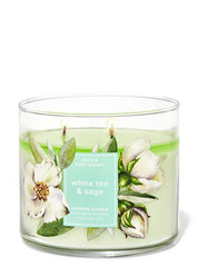 Bath and Body Works white tea and sage candle (3 wick)