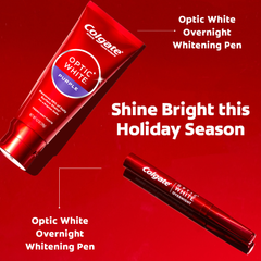 Colgate Optic White Overnight Teeth Whitening Pen and Purple Toothpaste Holiday Gift Set