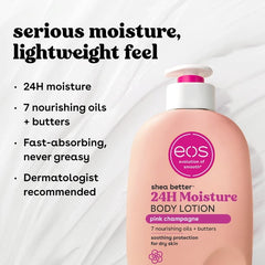 Eos Shea Better Body Lotion for Dry Skin, Pink Champagne, 473 ml