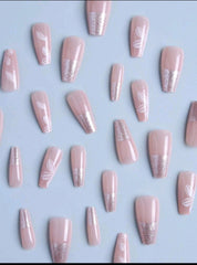 Shein Flower Long Press On Nails 24pcs
