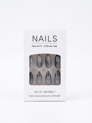 Chic Cat-Eye Gray Press-On Nails | Almond Shape
