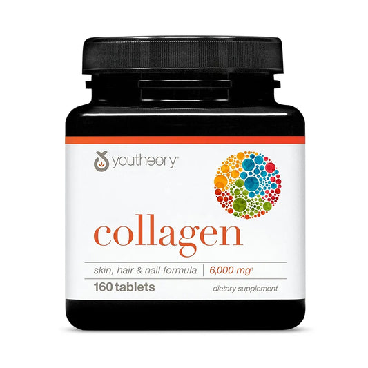 Youtheory Collagen Hair, Skin & Nail Formula, 6,000 Mg, 160 Tablets