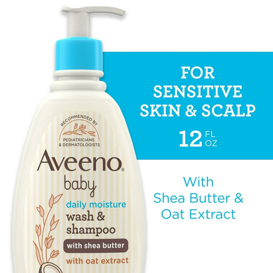 Aveeno Baby Daily Moisturizing 2-in-1 Bath Body Wash & Shampoo with shea butter 354ml