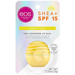 EOS Shea Sunscreen Lip Balm with SPF 15, Lemon Twist, .25 oz (7 g)