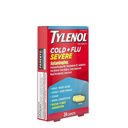 Tylenol Cold + Flu Severe Caplets for Multi-Symptom Relief, 24 Ct.