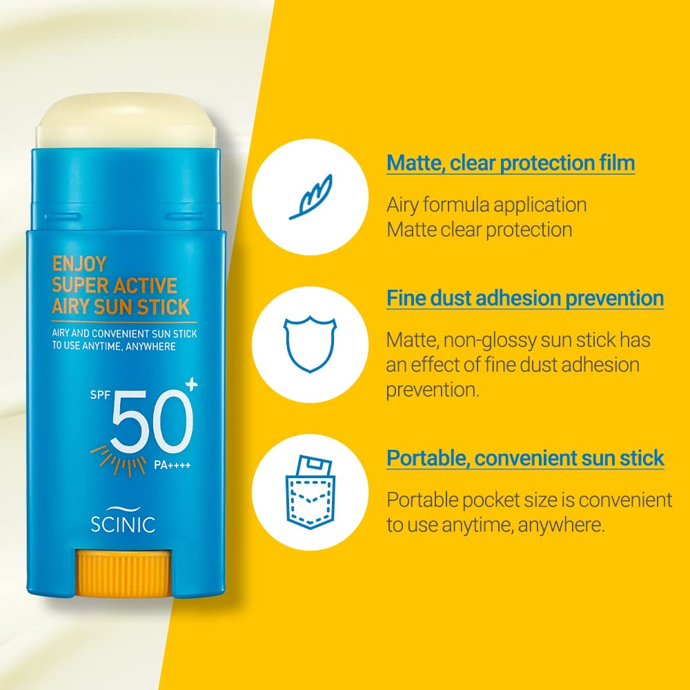 SCINIC Enjoy Super Active Airy Sun Stick SPF50+ PA++++ 0.53oz (15g)