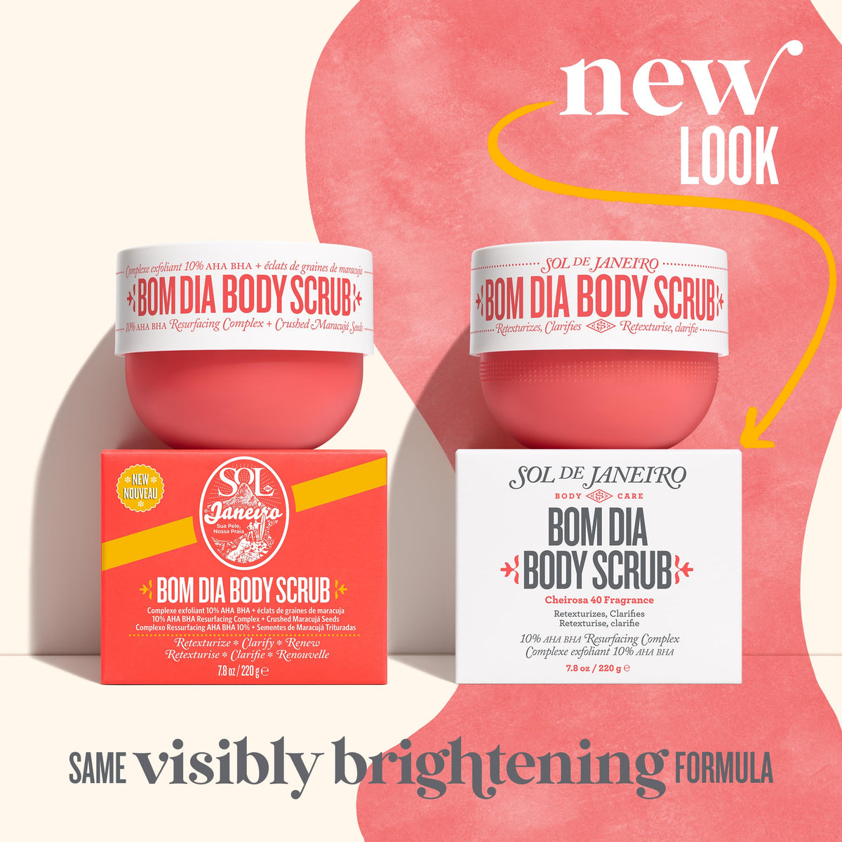 Sol de Janeiro Bom Dia Body Scrub 10% AHA BHA Resurfacing Complex + Crushed Maracujá Seeds 220g