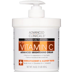 ADVANCED CLINICALS Vitamin C, Advanced Brightening Cream, 16 oz (454 g)