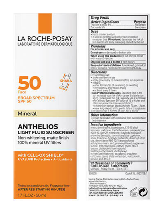 La Roche Posay ANTHELIOS MINERAL ZINC OXIDE SUNSCREEN SPF 50