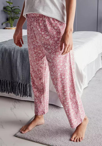 Max Fashion - Plain T-shirt and Floral Print Pyjama Set (Large)