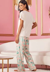 Max Fashion - Abstract Print Wide Leg Pyjama Set ( XL )
