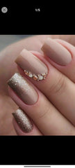 Shein Nails Enhance Your Elegance With 24pcs Medium-long Elegant Glitter Rhinestone Square Nail Set, Suitable For Students, Office Workers And Daily Wear