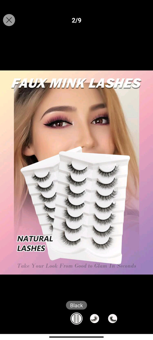 Shein 7 pairs Full Strip Lashes Wispy Cross 5D-11 Faux Mink Lashes Natural Long False Eyelashes Soft Lashes