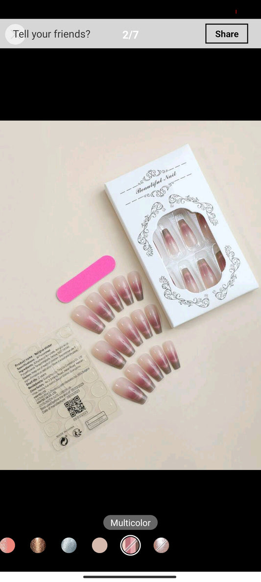 Shein 24pcs Long Square Nails