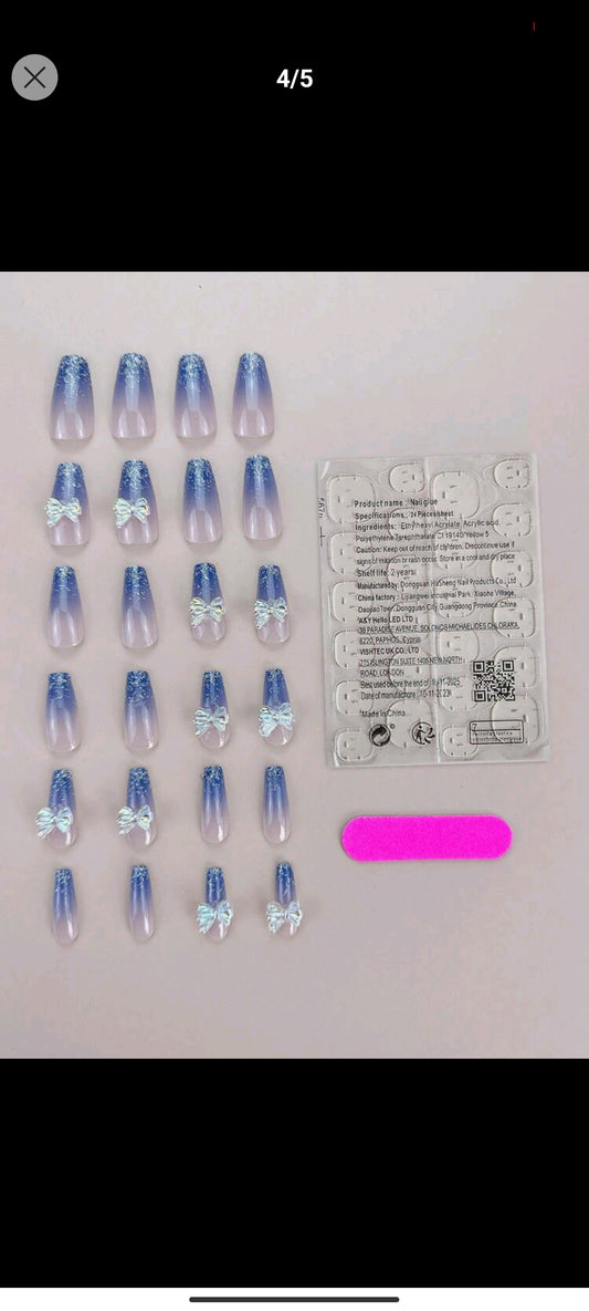 Shein 24pcs long 3D Bow Nails