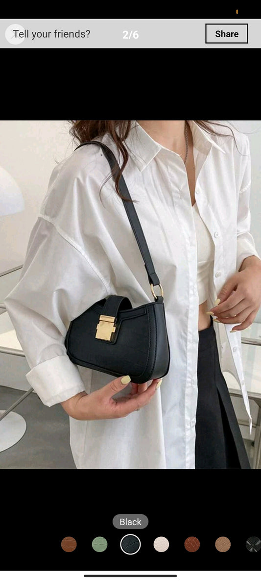 Shein Metal Decor Crocodile Embossed Shoulder Bag