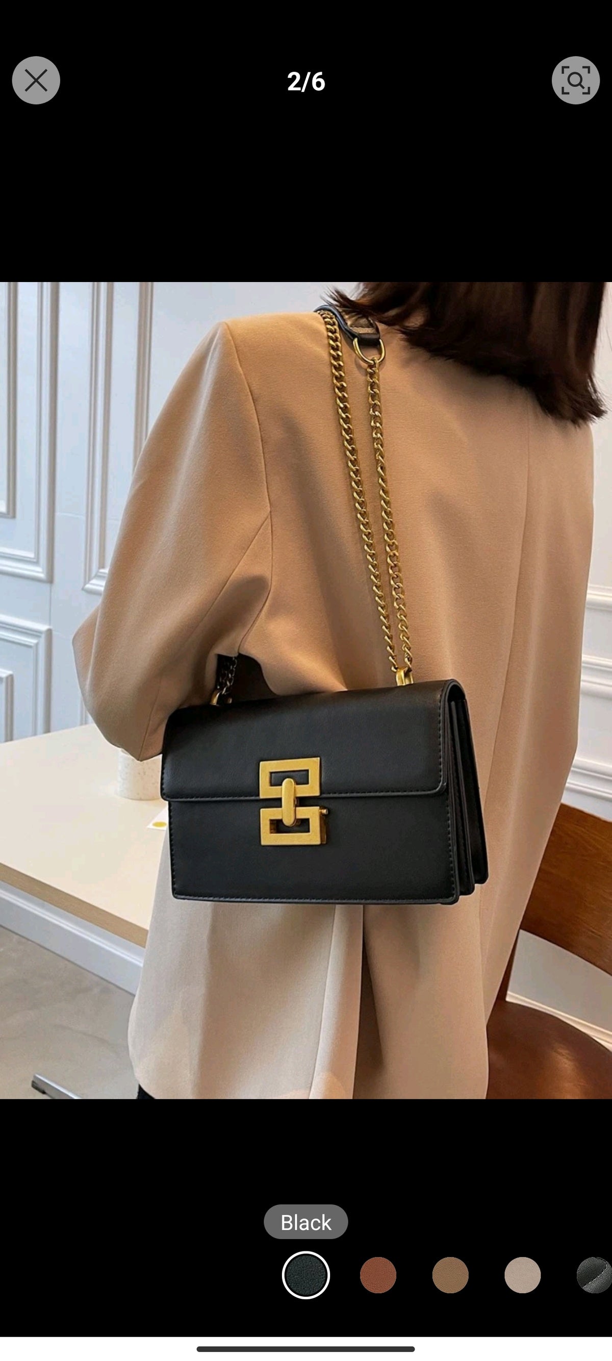 Shein Metal Decor Square Bag Solid Color Flap Chain Strap