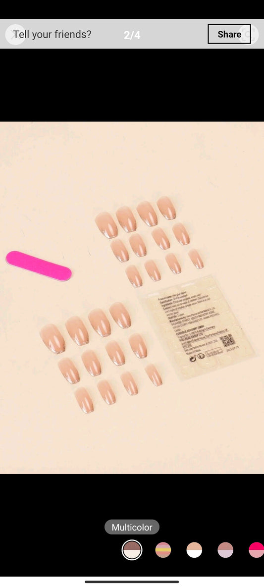 Shein ballet pearl glitter 24pcs nails