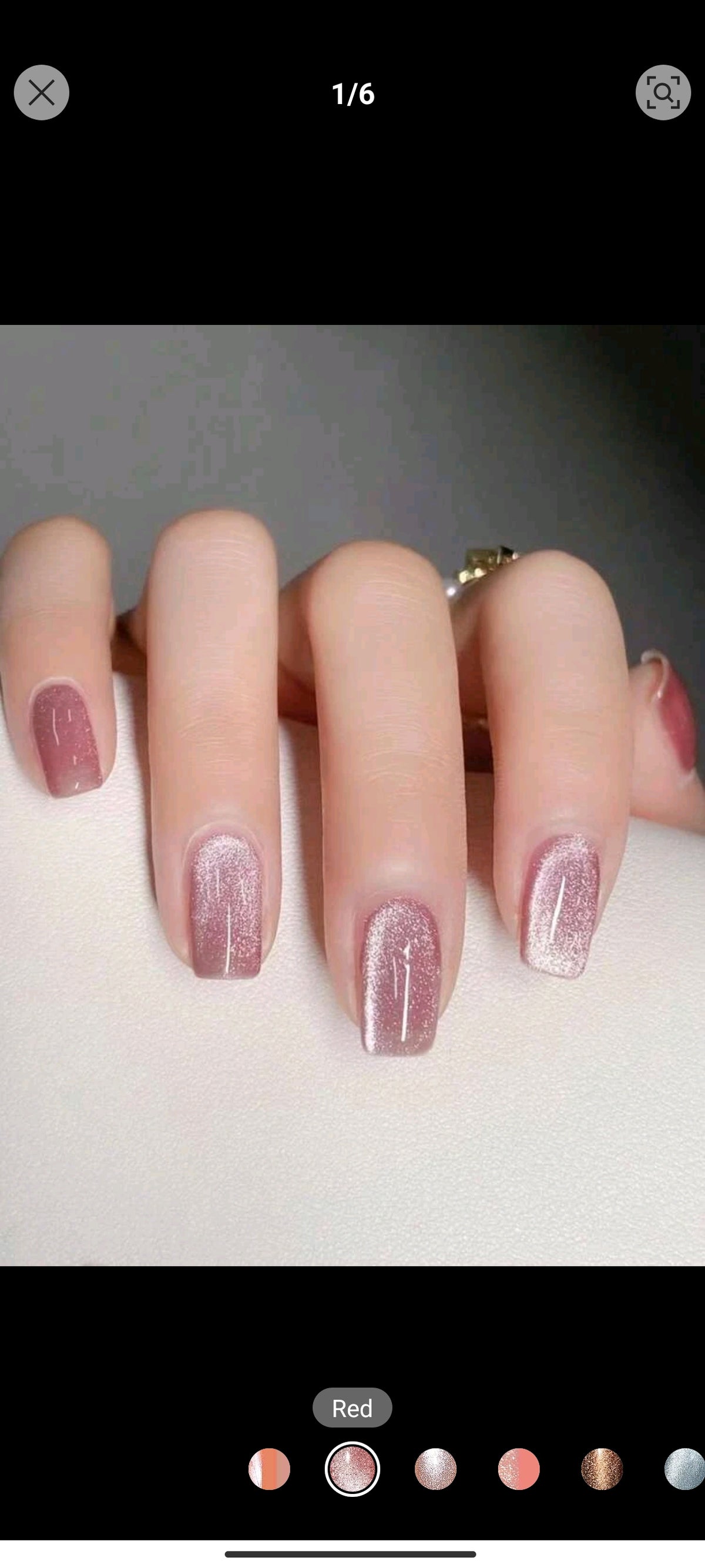 Shein Pink 24pcs Long Square Nude Cat Eye Glitter Fake Nails