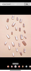 Shein Nude 24pcs Long Square Nude Cat Eye Glitter Fake Nails