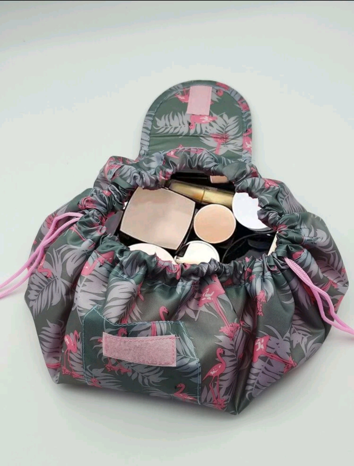 shein Flamingo Patterned Drawstring Makeup Bag For Travel Storage