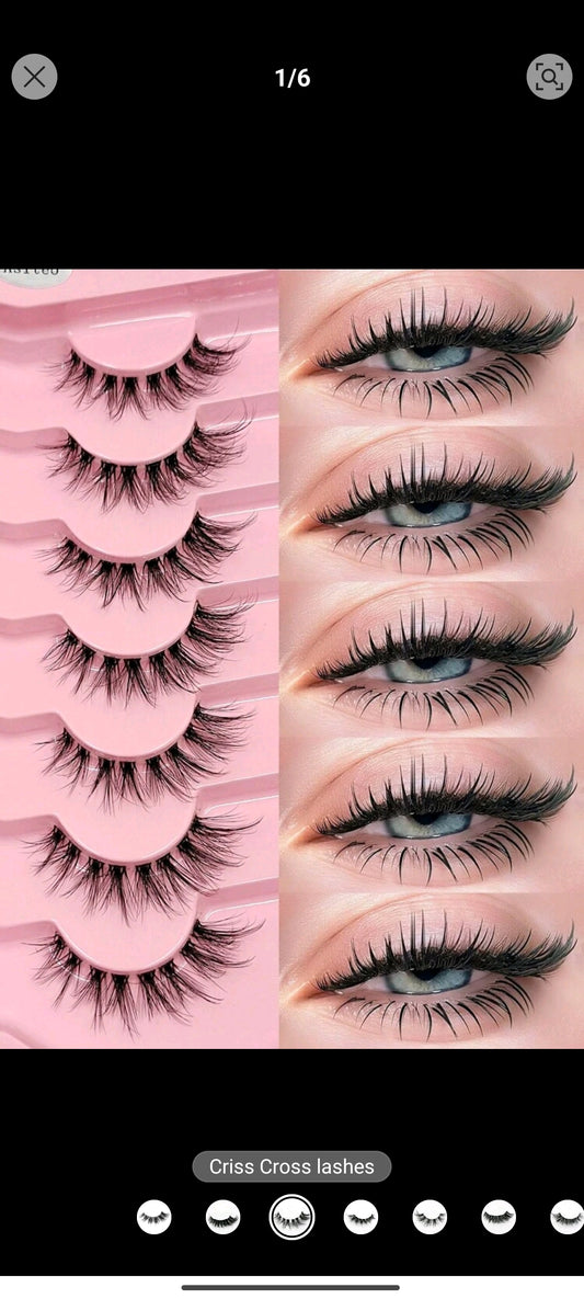 Shein 7 pairs of criss cross eye lashes