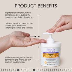 ADVANCED CLINICALS Vitamin C, Advanced Brightening Cream, 16 oz (454 g)