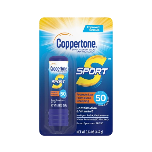Coppertone Sport SPF 50 Sunscreen Lip Balm, Skin Protectant, 0.13 Oz