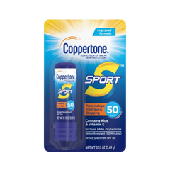Coppertone Sport SPF 50 Sunscreen Lip Balm, Skin Protectant, 0.13 Oz