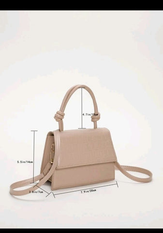 Shein - Mini Crocodile Embossed Flap Square Bag (KHAKEE)