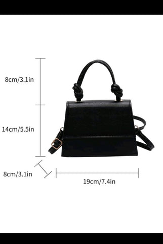 Shein - Mini Crocodile Embossed Flap Square Bag (BLACK)
