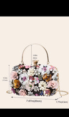 Shein - Floral Decor Clip Top Box Clutch Bag