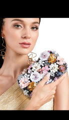 Shein - Floral Decor Clip Top Box Clutch Bag