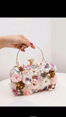 Shein - Floral Decor Clip Top Box Clutch Bag
