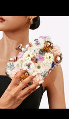 Shein - Floral Decor Clip Top Box Clutch Bag