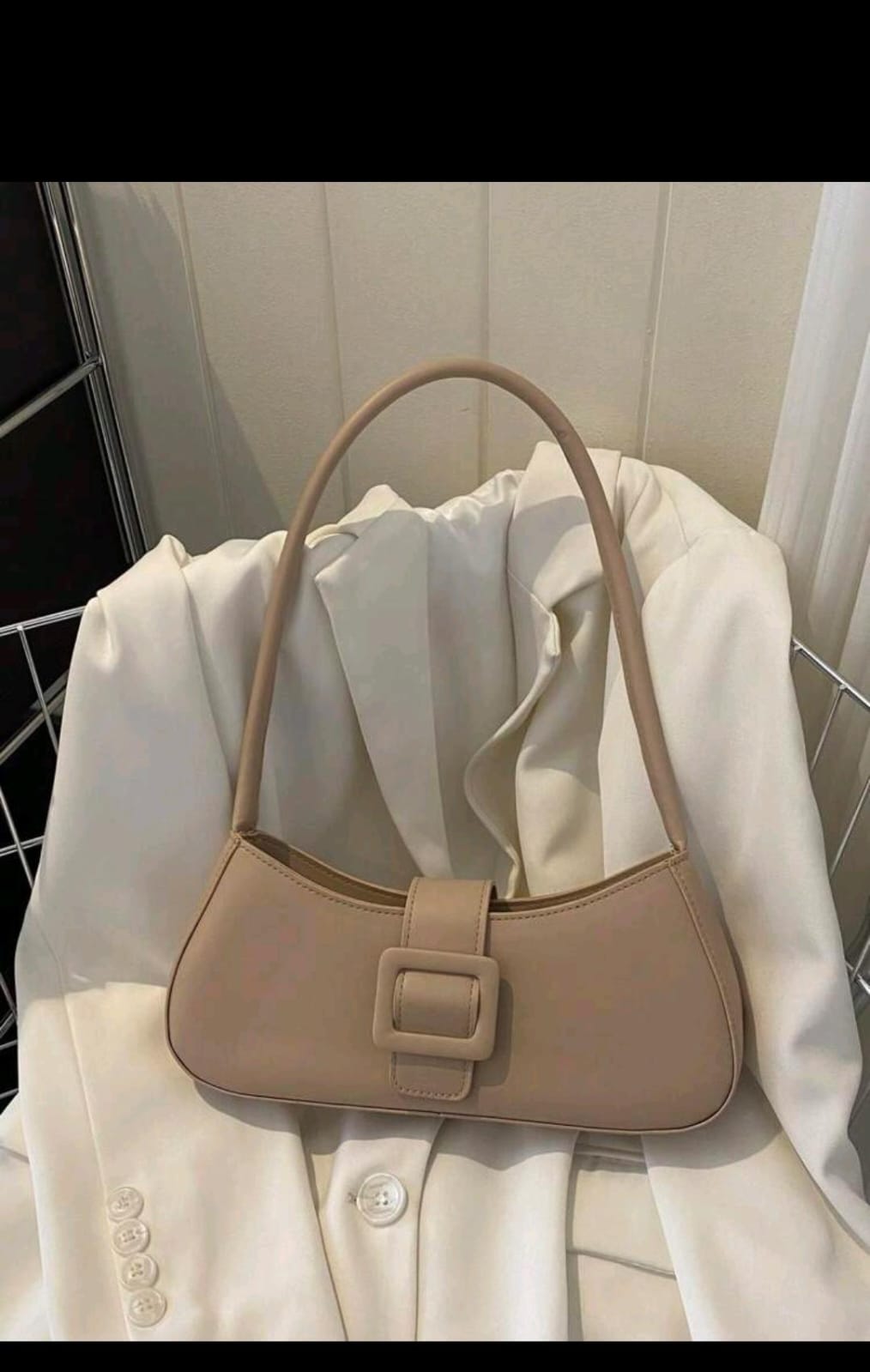 Shein - Minimalist Baguette Bag Medium Buckle Decor Elegant (KHAKEE)