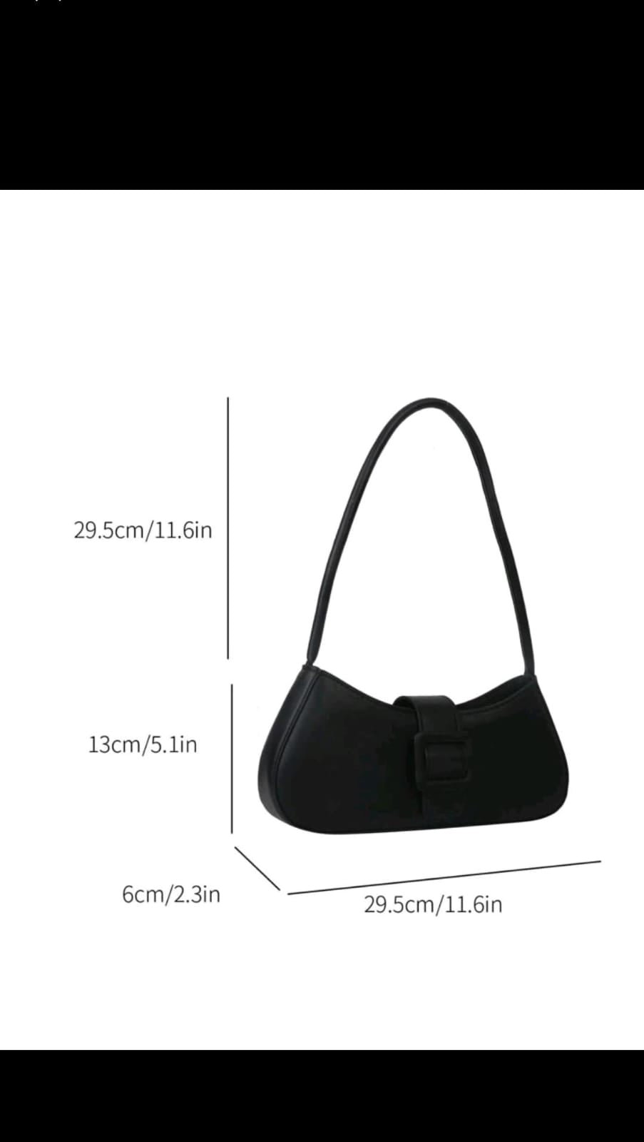 Shein - Minimalist Baguette Bag Medium Buckle Decor Elegant (BLACK)