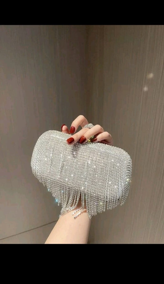 Shein - Mini Evening Bag Rhinestone & Fringe Decor